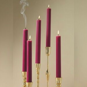 Anthropologie NWT Set of 4 Fluted Tapers in Rose Pink